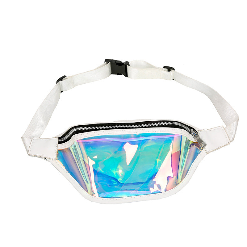Sports pockets running mobile phone waterproof bag PU transparent reflective chest bag Messenger bag laser pockets ladies cross-border