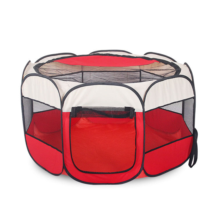Manufacturers supply fast folding octagonal pet fence 600D Oxford cloth waterproof scratch-resistant cat and dog cage pet cage
