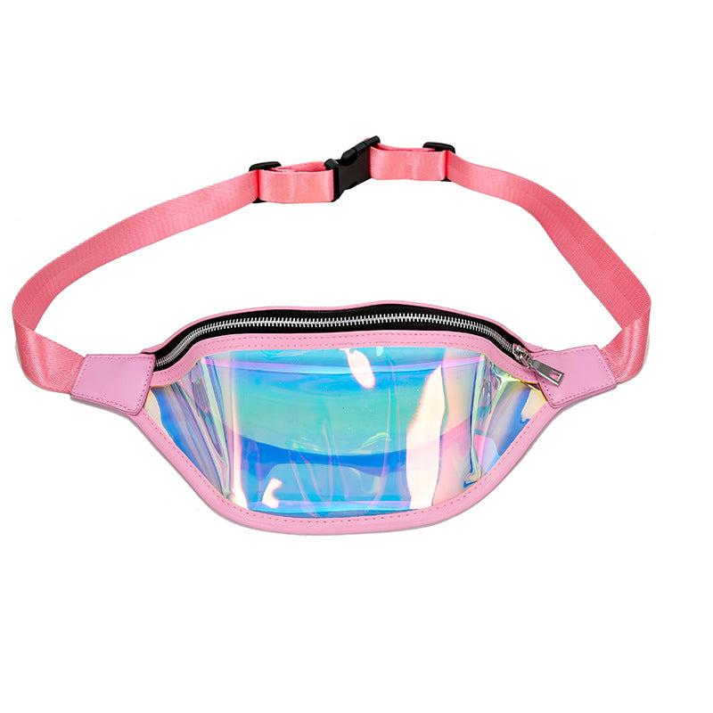 Sports pockets running mobile phone waterproof bag PU transparent reflective chest bag Messenger bag laser pockets ladies cross-border