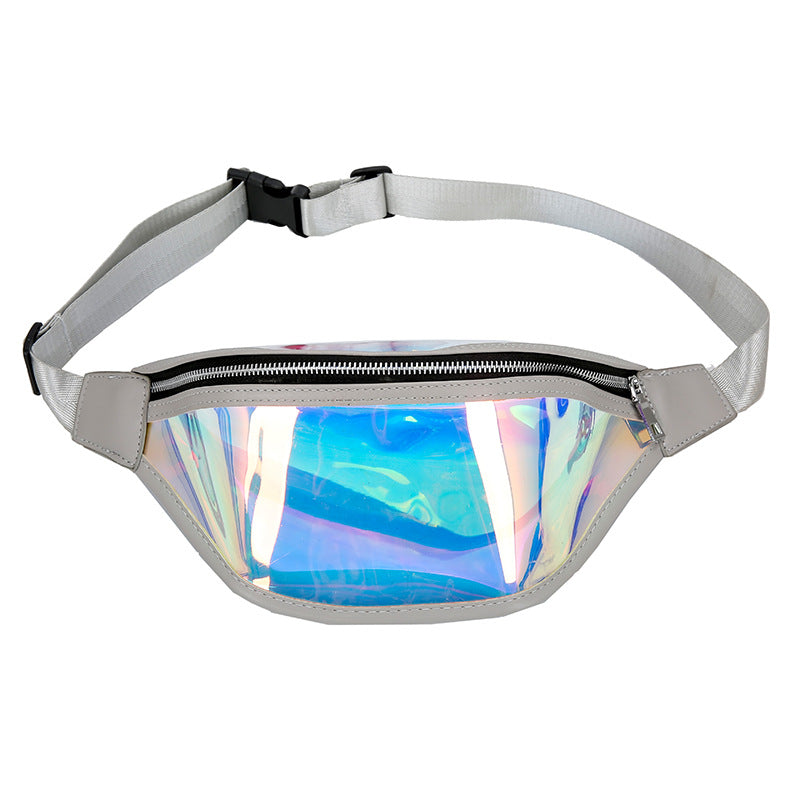 Sports pockets running mobile phone waterproof bag PU transparent reflective chest bag Messenger bag laser pockets ladies cross-border