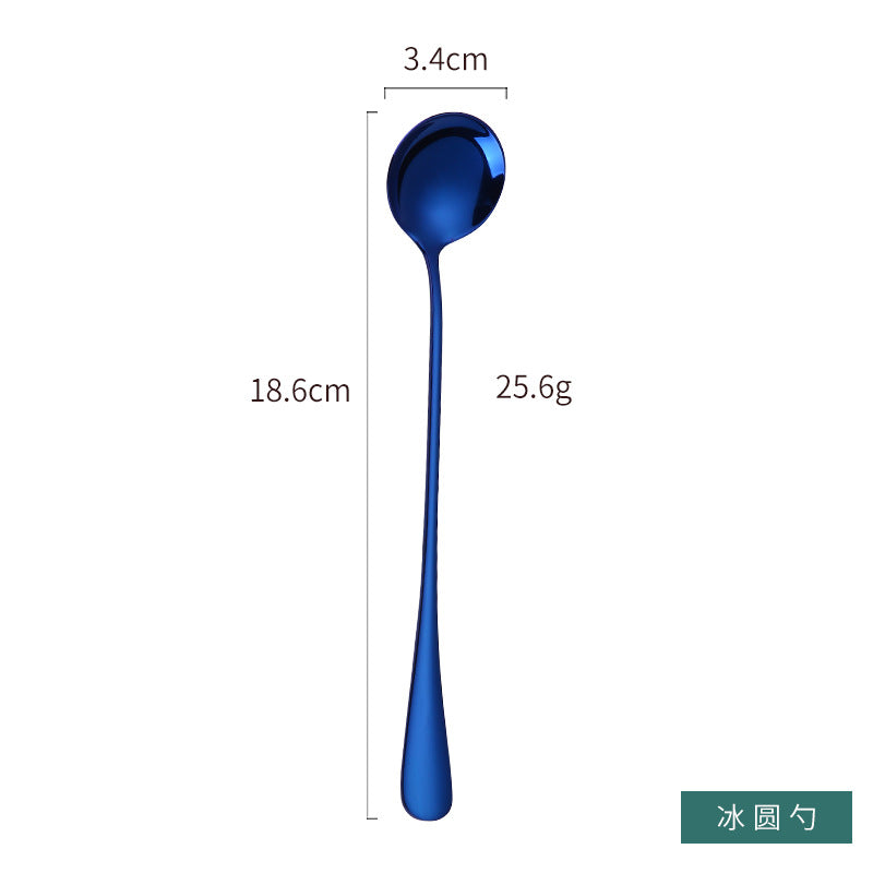 1010 304 stainless steel ice scoop tip round stainless steel stirring spoon cocktail long handle spoon titanium tableware