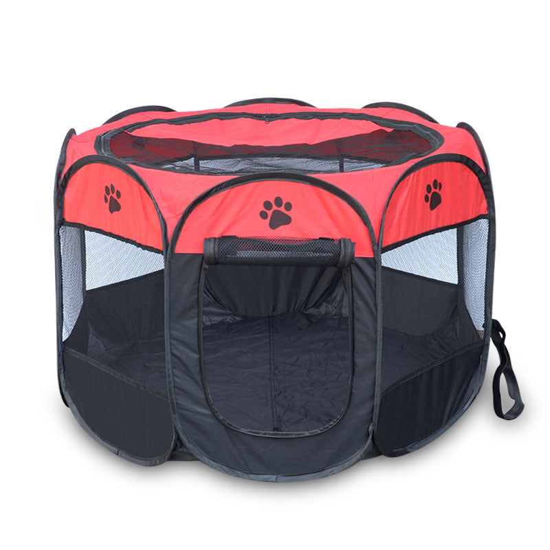Manufacturers supply fast folding octagonal pet fence 600D Oxford cloth waterproof scratch-resistant cat and dog cage pet cage