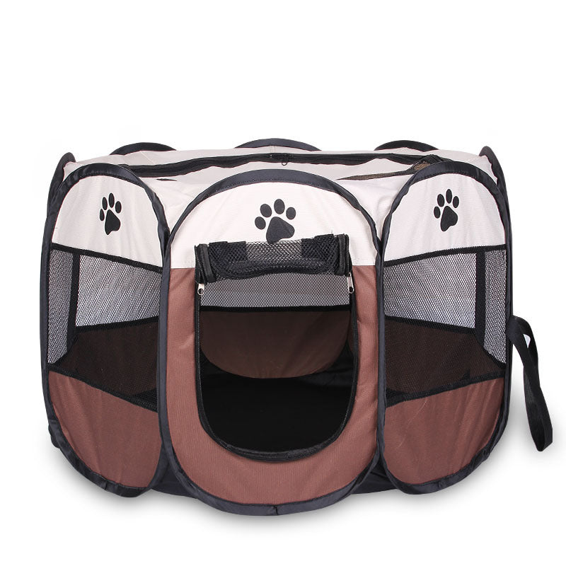 Manufacturers supply fast folding octagonal pet fence 600D Oxford cloth waterproof scratch-resistant cat and dog cage pet cage
