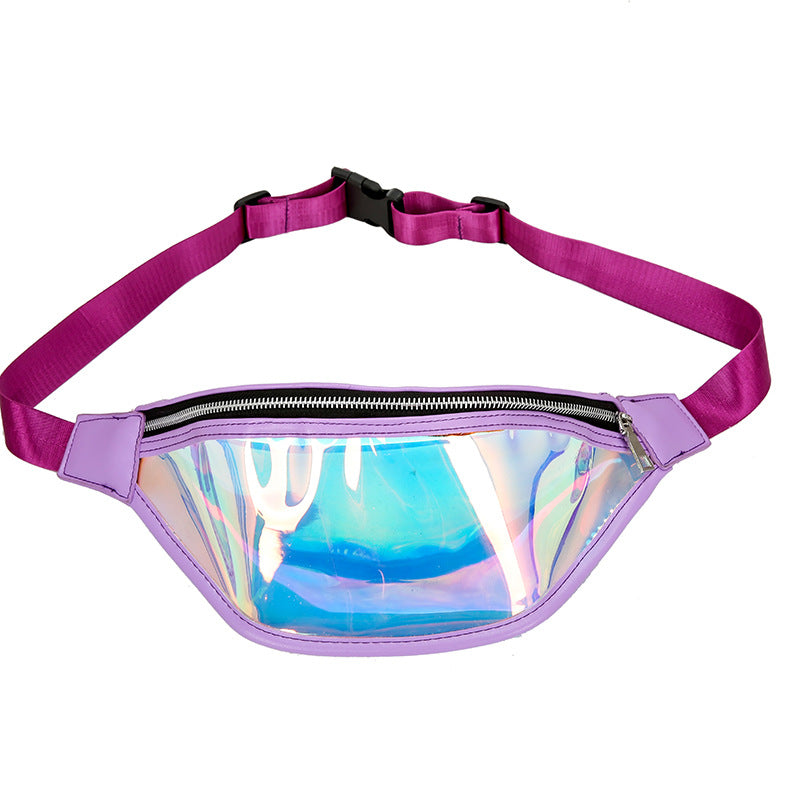 Sports pockets running mobile phone waterproof bag PU transparent reflective chest bag Messenger bag laser pockets ladies cross-border