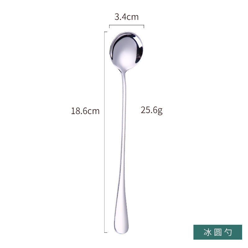 1010 304 stainless steel ice scoop tip round stainless steel stirring spoon cocktail long handle spoon titanium tableware