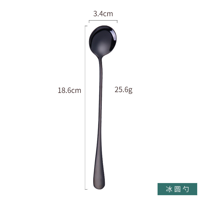 1010 304 stainless steel ice scoop tip round stainless steel stirring spoon cocktail long handle spoon titanium tableware