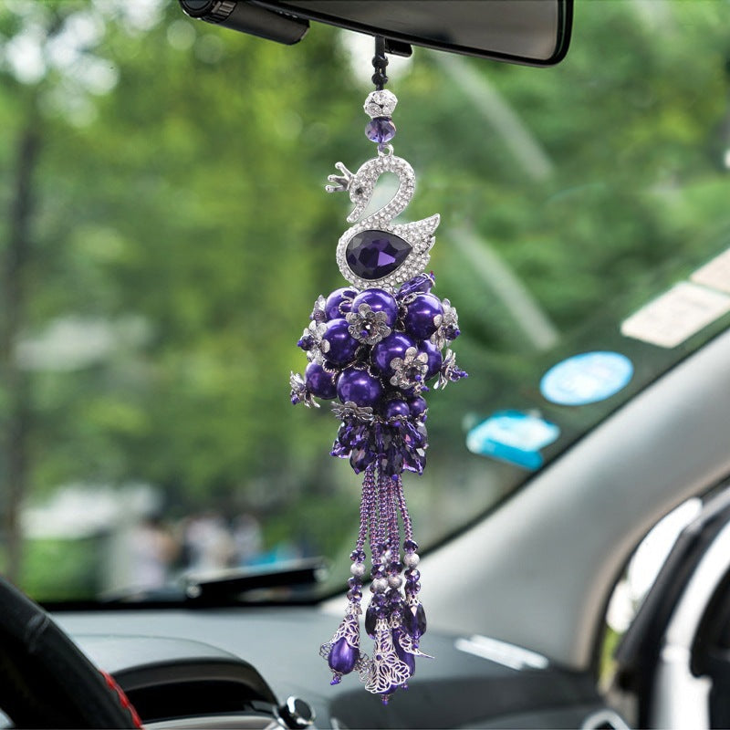 Car pendant high-end swan rearview mirror crystal car interior car decoration pendant car pendant jewelry car pendant female diamond