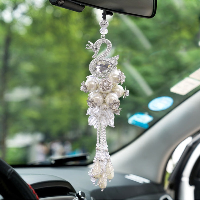 Car pendant high-end swan rearview mirror crystal car interior car decoration pendant car pendant jewelry car pendant female diamond
