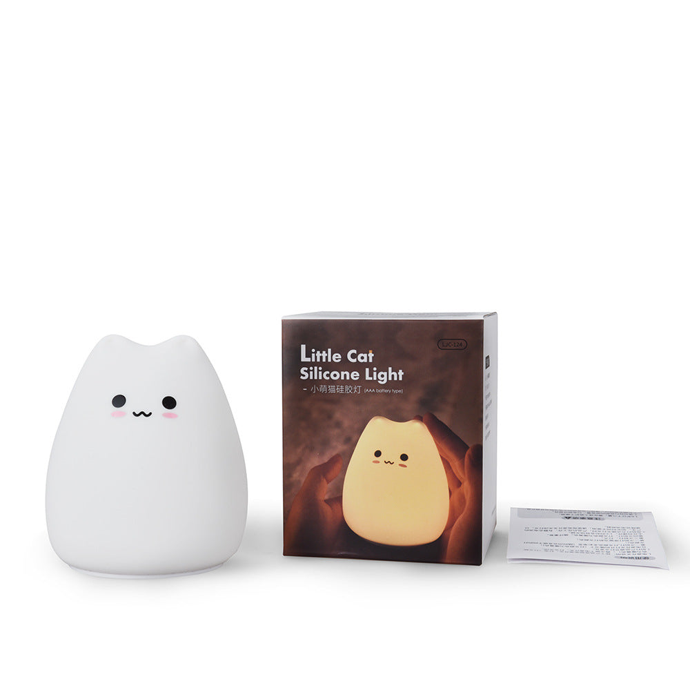 Mini LED colorful silicone small cute cat night light feeding expression lamp kitten expression led custom lOGO