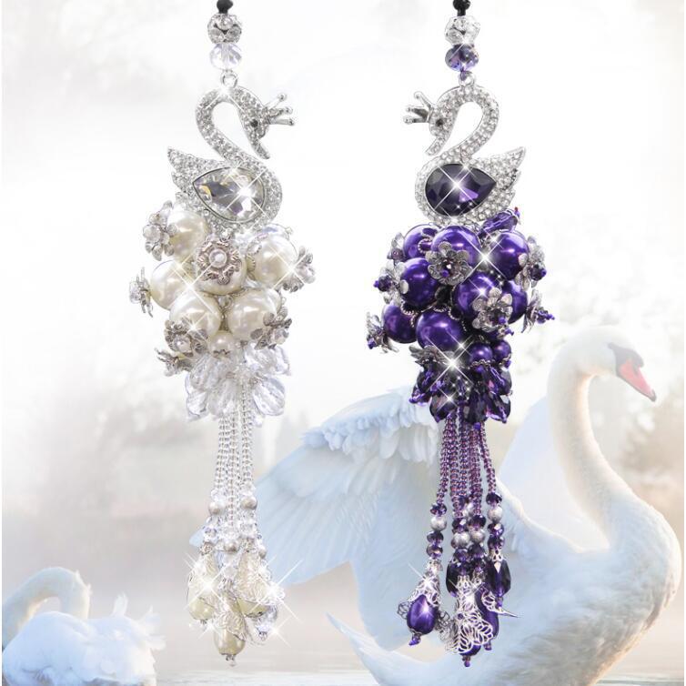 Car pendant high-end swan rearview mirror crystal car interior car decoration pendant car pendant jewelry car pendant female diamond