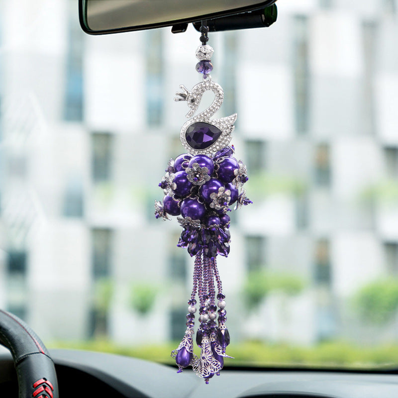 Car pendant high-end swan rearview mirror crystal car interior car decoration pendant car pendant jewelry car pendant female diamond