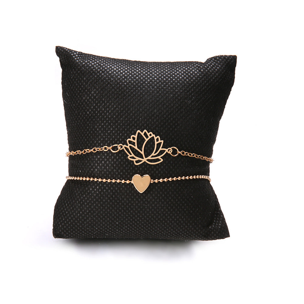 Rinhoo 2019 New Simple Female Personality Hollow Lotus Gold Bracelets Christmas Bangle Gift for Women Classic Trend Jewelry