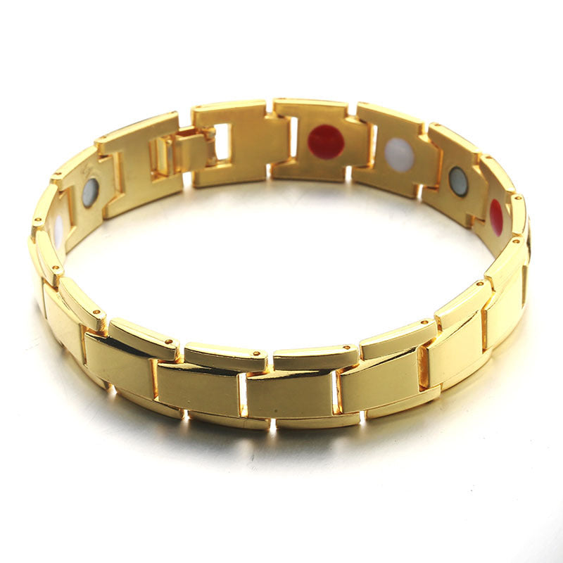 New Fashion Jewelry Black Charm Gold-plated Copper Health Bracelet Men's Classic Bracelet