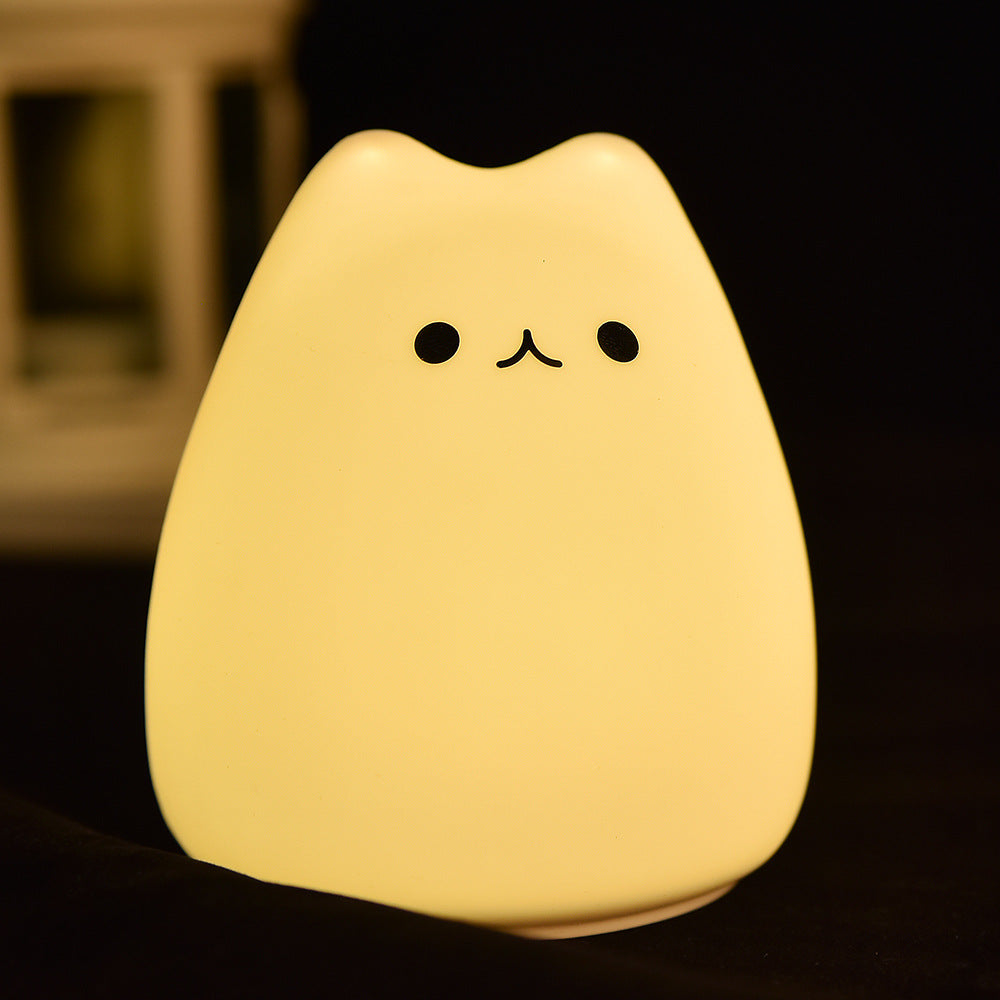 Mini LED colorful silicone small cute cat night light feeding expression lamp kitten expression led custom lOGO