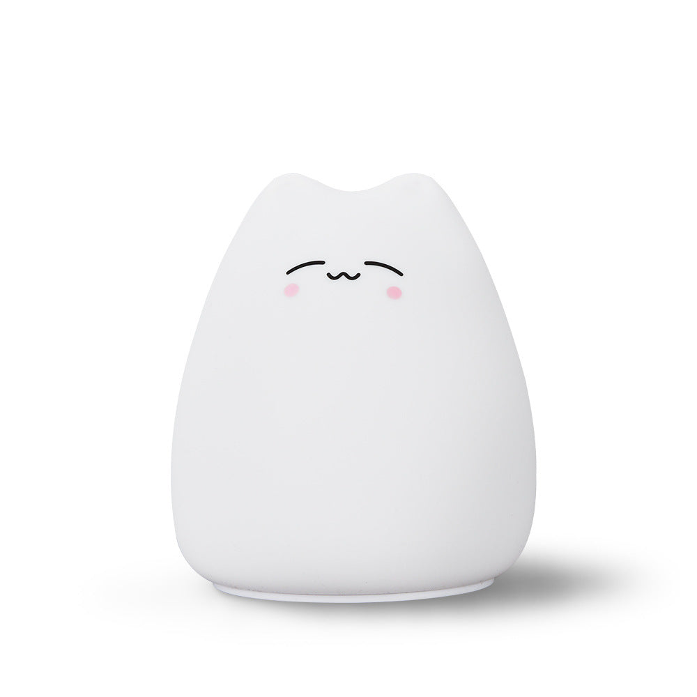 Mini LED colorful silicone small cute cat night light feeding expression lamp kitten expression led custom lOGO