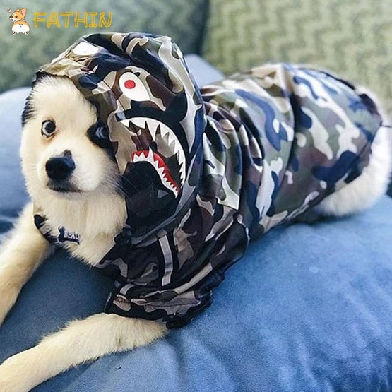 FATHIN Dog Clothes Adidog Camouflage French Bulldog Pupreme Shirt Dog Camo Windbreaker Sport Retro Dog Hoodies Pet Clothes