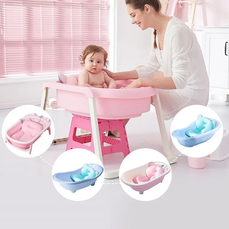 Baby Foldable Bath Tub Pad Infant Safety Shower Antiskid Cushion Plastic Net Mat New Design