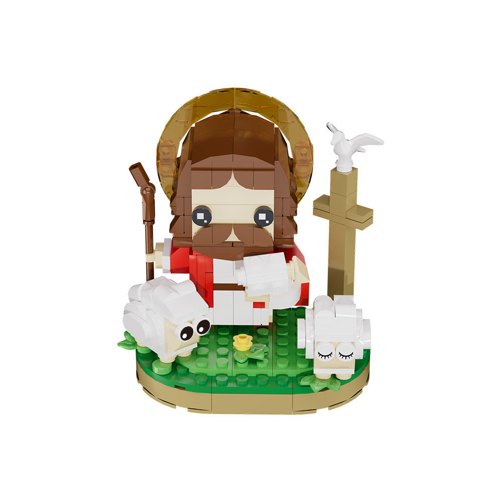 Creative series shepherd Jesus creative design building block model small particles children's educational assembly building block ornaments