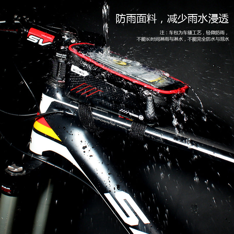 WILD MAN hard shell bicycle bag mountain bike front beam bag upper tube waterproof mobile phone bag saddle bag riding equipment