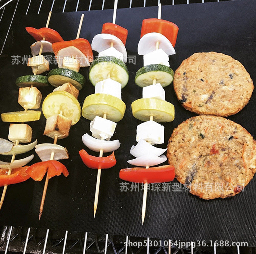 Hot BBQ Teflon BBQ mat 0.2mm BBQ stove mat 33*40cm BBQ mat PTFE barbecue mat black