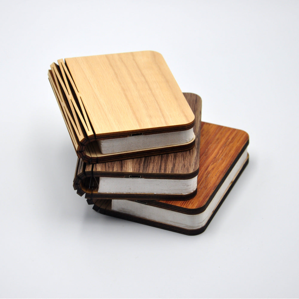 Mini book light creative gift flip folding wooden book light custom USB charging night light LED book light