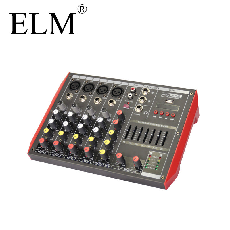 ELM 6-channel  professional pure stage effect mixer small performance mixer phantom power stage home