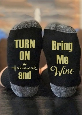 1Pair Hallmark Movies Soft Socks Christmas Letters Printed Women Winter Warm Socks Gifts NYZ Shop
