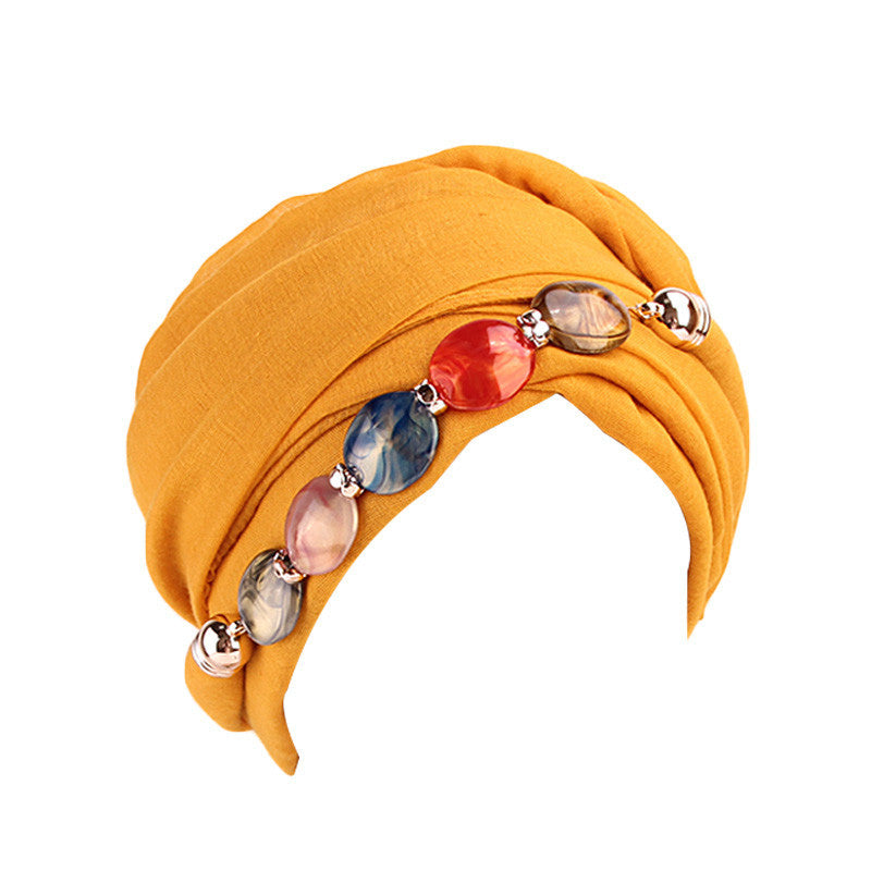 New Agate Diamond Necklace Scarf Bali Yarn Head Wrap Scarf Hat Muslim Turban Hat WJ-21