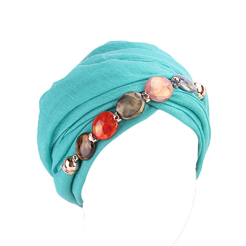 New Agate Diamond Necklace Scarf Bali Yarn Head Wrap Scarf Hat Muslim Turban Hat WJ-21