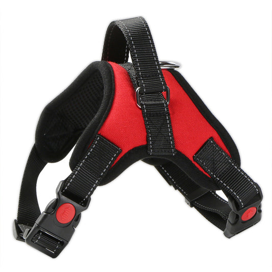 Amazon explosion-proof red pet chest harness for medium and large dogs breathable vest type traction rope nylon reflective dog rope