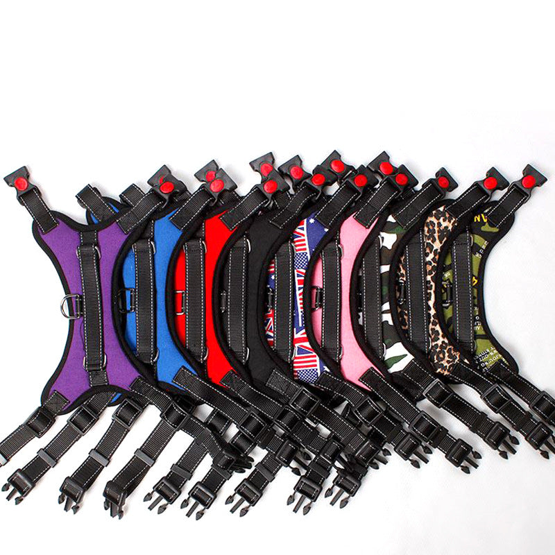 Amazon explosion-proof red pet chest harness for medium and large dogs breathable vest type traction rope nylon reflective dog rope