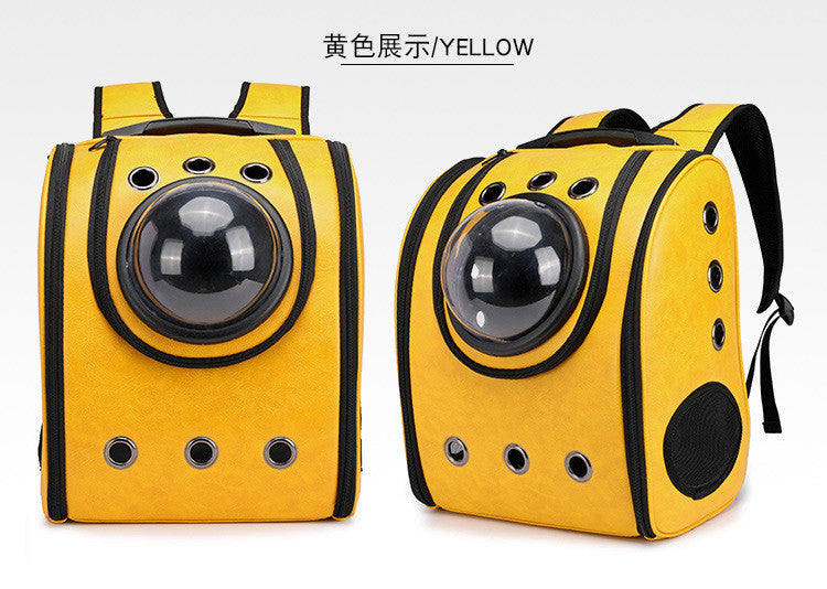 New space cat bag breathable pet bag go out carrying bag folding pet backpack pu breathable cat backpack wholesale