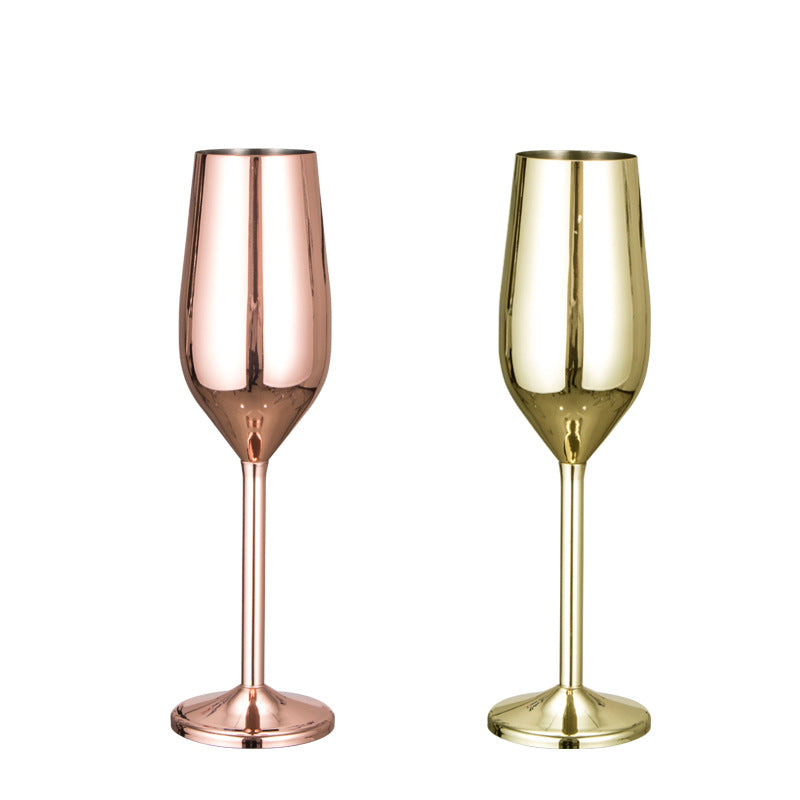 200ml stainless steel champagne glass goblet drop resistant European style sparkling wine glass wedding red wine glass home sweet wine glass