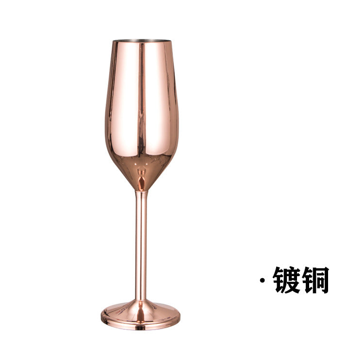 200ml stainless steel champagne glass goblet drop resistant European style sparkling wine glass wedding red wine glass home sweet wine glass