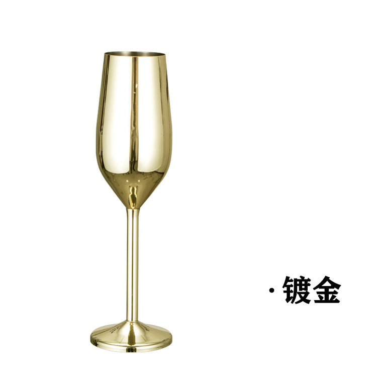 200ml stainless steel champagne glass goblet drop resistant European style sparkling wine glass wedding red wine glass home sweet wine glass