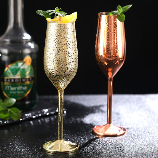 200ml stainless steel champagne glass goblet drop resistant European style sparkling wine glass wedding red wine glass home sweet wine glass