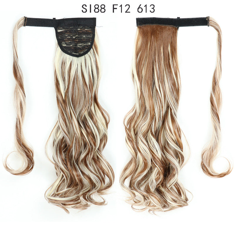 WTB 22" Long Wavy Wrap Around Clip In Ponytail Hair Extension Heat Resistant Synthetic Natural Wave Pony Tail Fake Hair