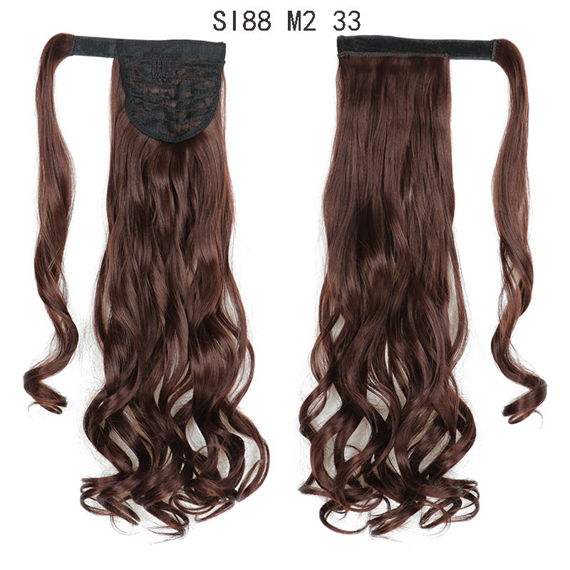 WTB 22" Long Wavy Wrap Around Clip In Ponytail Hair Extension Heat Resistant Synthetic Natural Wave Pony Tail Fake Hair
