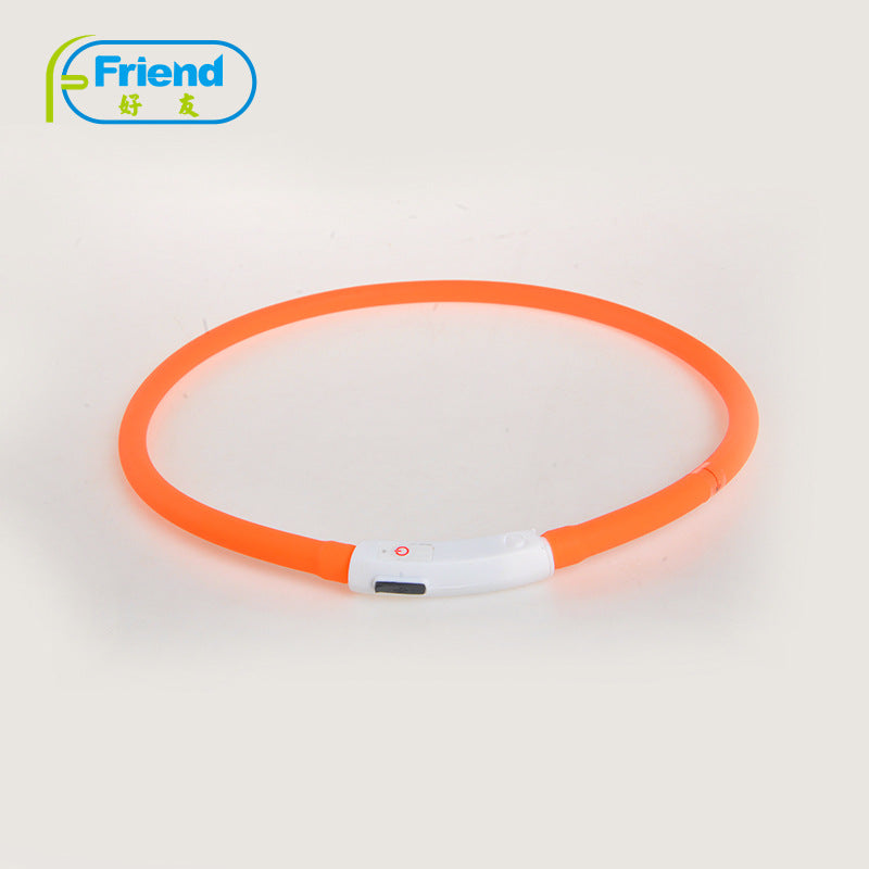 USB Charging Pet Dog Collar Rechargeable LED Tube Flashing Night Dog Collars Luminous Safety Puppy Cat Collar With Battery