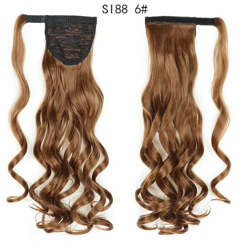 WTB 22" Long Wavy Wrap Around Clip In Ponytail Hair Extension Heat Resistant Synthetic Natural Wave Pony Tail Fake Hair