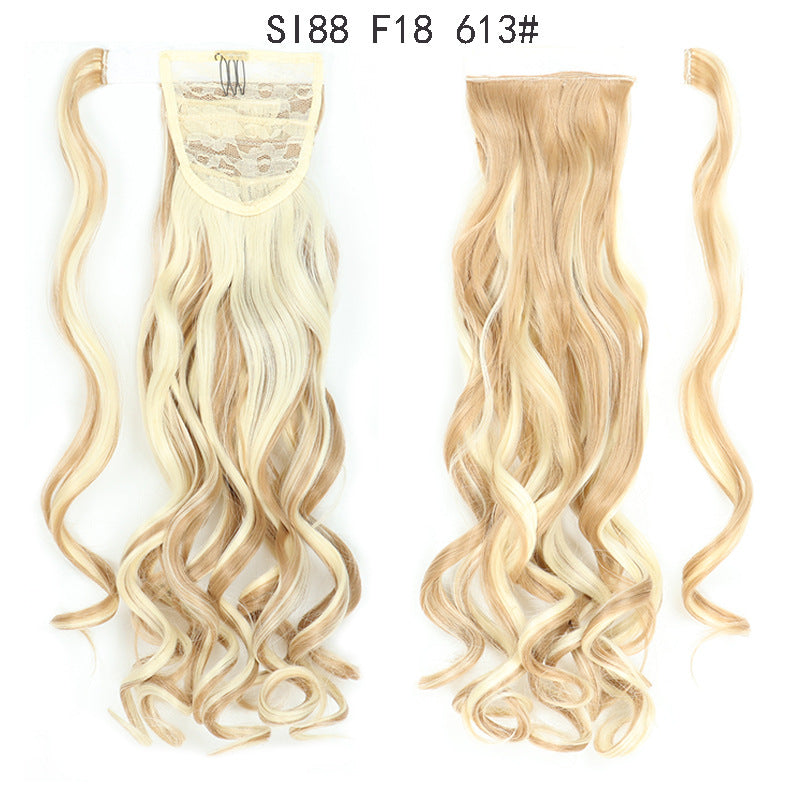 WTB 22" Long Wavy Wrap Around Clip In Ponytail Hair Extension Heat Resistant Synthetic Natural Wave Pony Tail Fake Hair