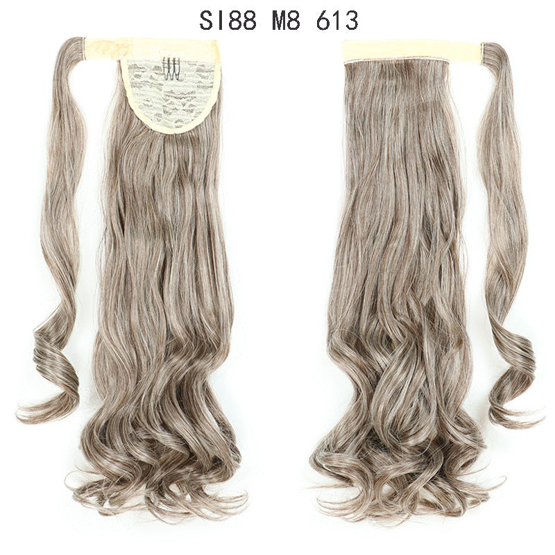 WTB 22" Long Wavy Wrap Around Clip In Ponytail Hair Extension Heat Resistant Synthetic Natural Wave Pony Tail Fake Hair