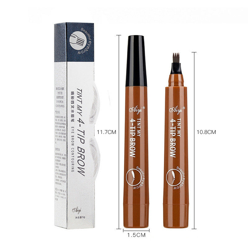 Cross-border hot sale Korean version of the four-claw liquid eyebrow pencil four-head bifurcated water eyebrow pencil waterproof and sweat-proof lasting non-marking