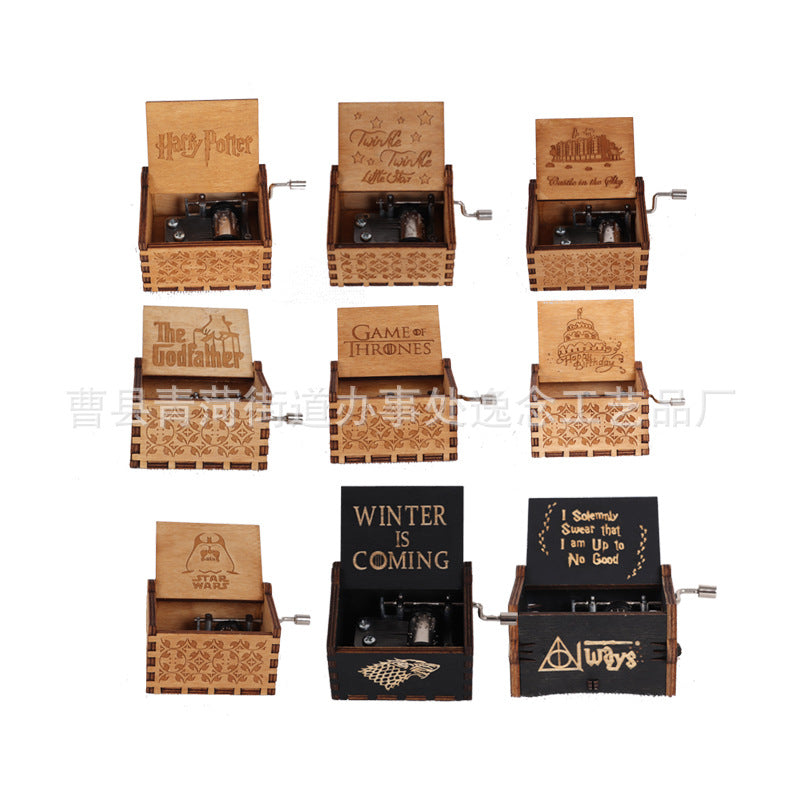 Handmade classical music box hand-operated wooden music box children's birthday gift wooden crafts custom