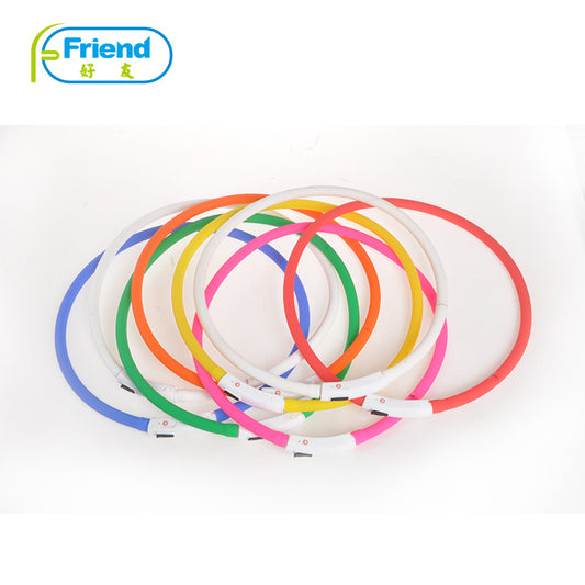 USB Charging Pet Dog Collar Rechargeable LED Tube Flashing Night Dog Collars Luminous Safety Puppy Cat Collar With Battery
