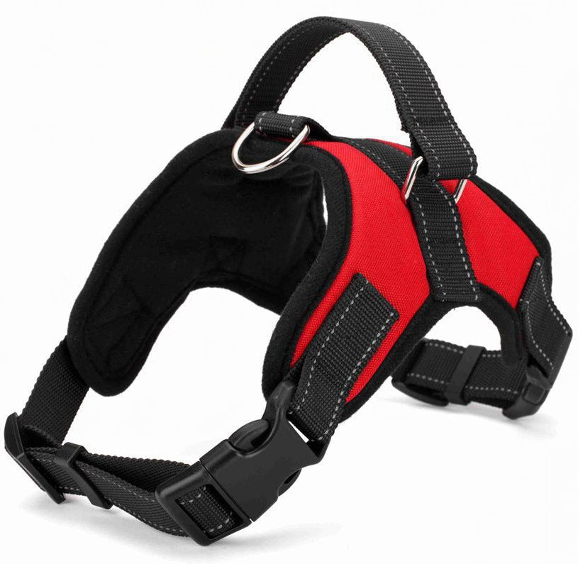 Amazon explosion-proof red pet chest harness for medium and large dogs breathable vest type traction rope nylon reflective dog rope