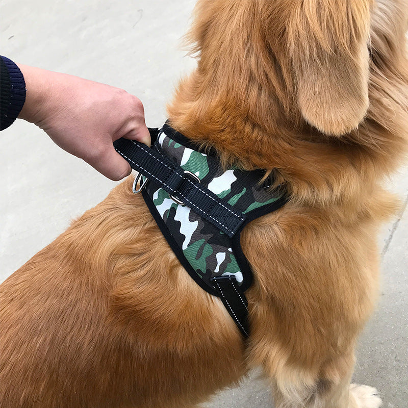 Amazon explosion-proof red pet chest harness for medium and large dogs breathable vest type traction rope nylon reflective dog rope