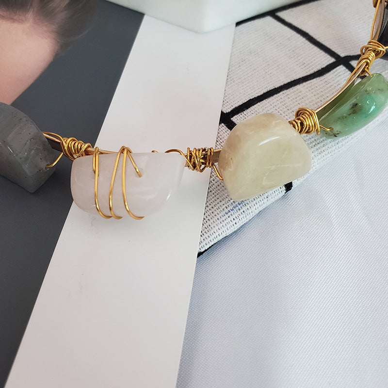 New high-end hair accessories headwear Korean shell headband Fashion European and American stone headband handmade hair accessories wholesale