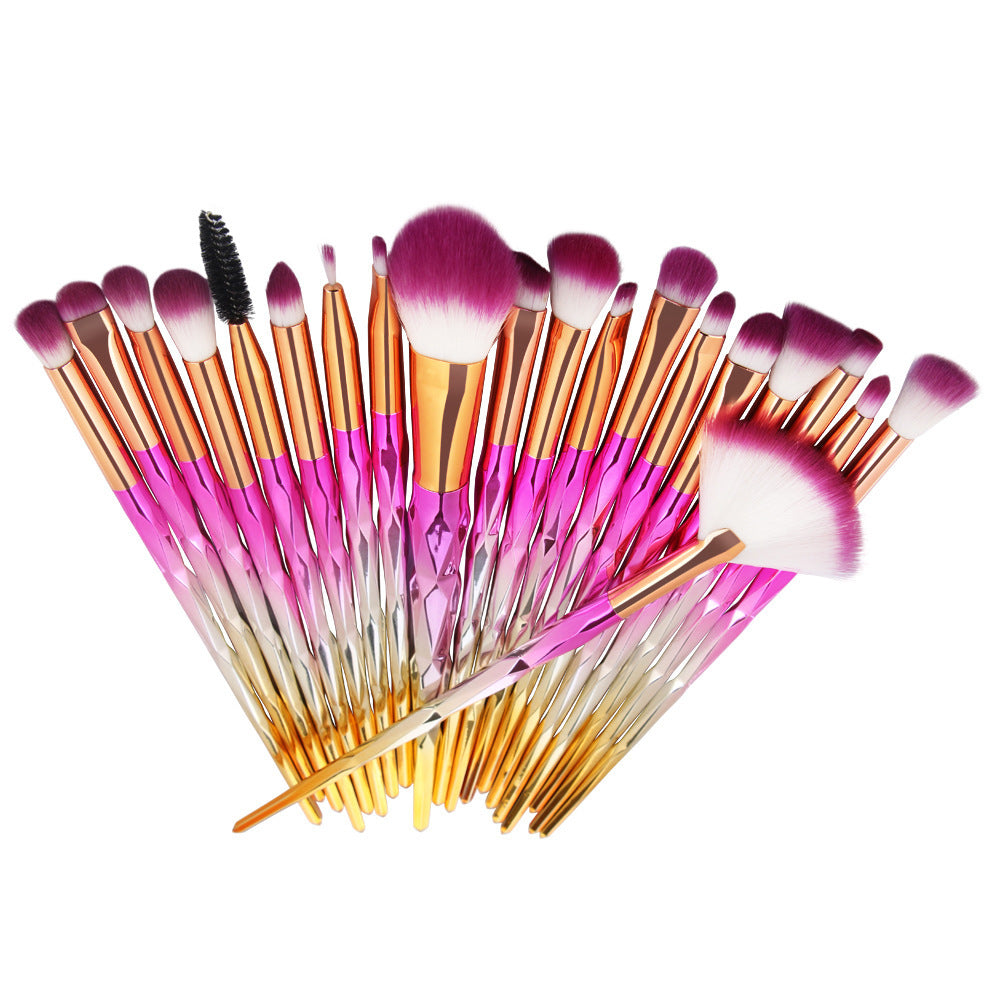 Cross-border hot sale 20 unicorn diamond transparent makeup brush set eye brush beauty tools factory direct sales
