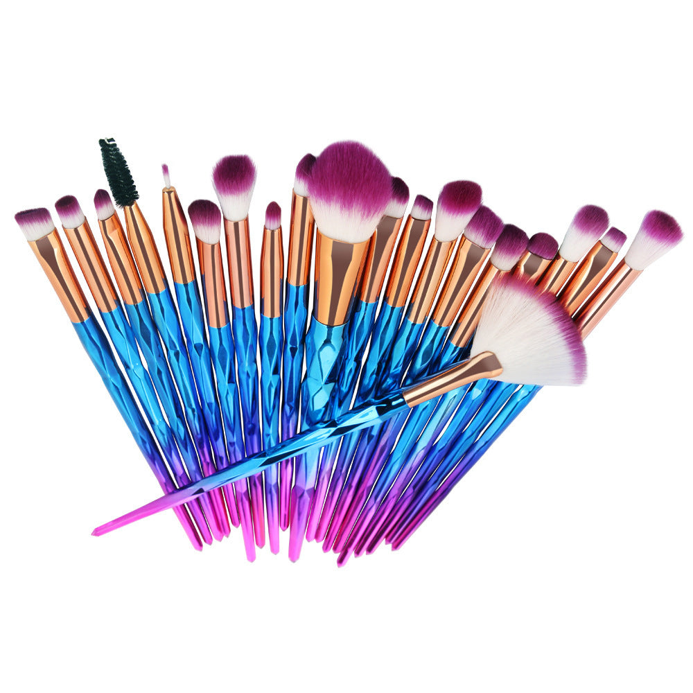 Cross-border hot sale 20 unicorn diamond transparent makeup brush set eye brush beauty tools factory direct sales